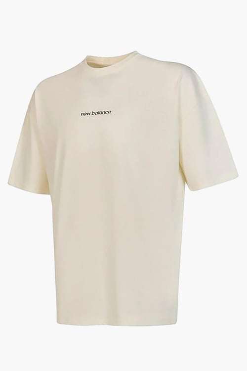 New Balance NB Lifestyle Regular Fit Bisiklet Yaka Logolu Unisex T Shirt UNT3535-SST BEJ