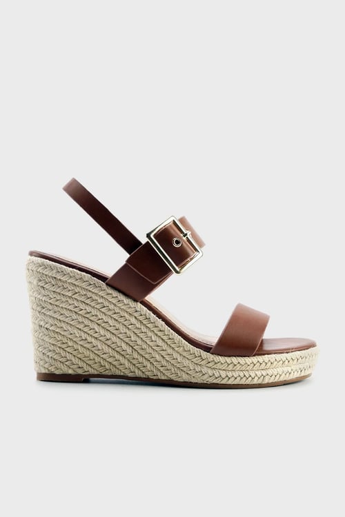 Nine West Çift Bantlı Hasır Dolgu Topuklu Bayan Ayakkabı OPRAH 5FX KAHVE