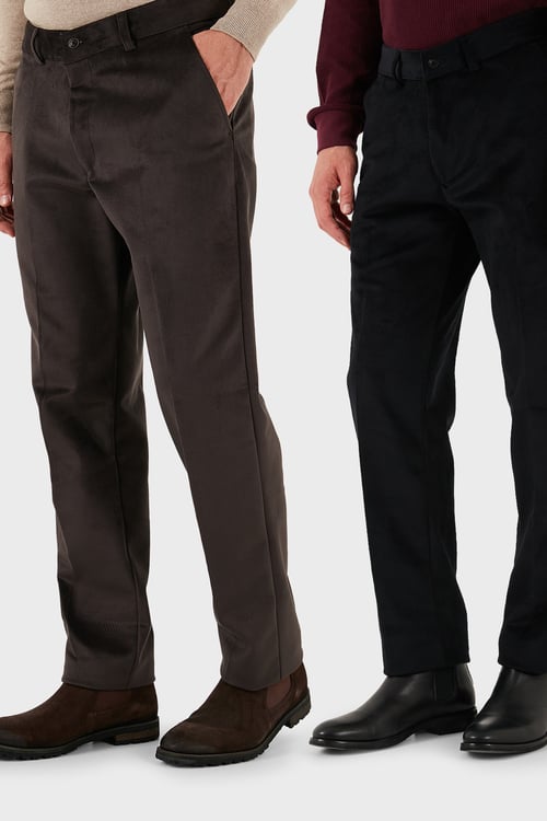 Normal Bel Regular Fit Düz Paça 2'li Paket Erkek Kadife Pantolon 645MERLINS2 KAHVE-SİYAH
