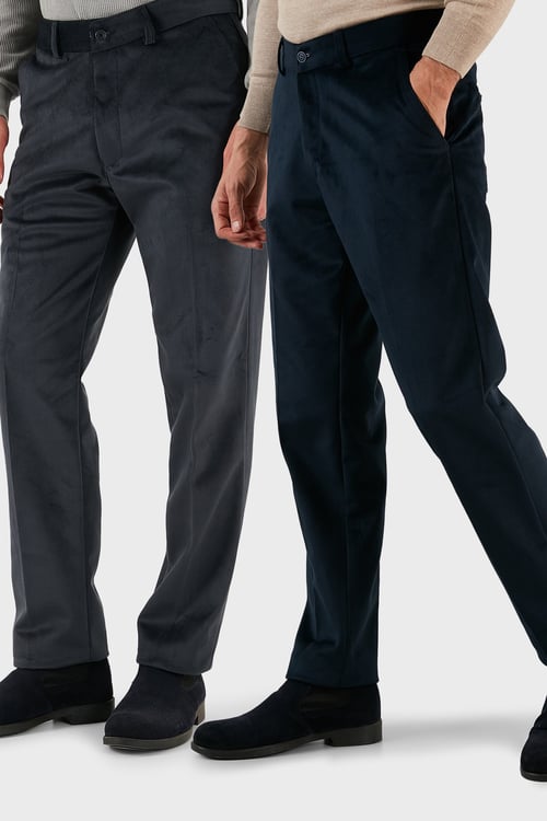 Normal Bel Regular Fit Düz Paça 2'li Paket Erkek Kadife Pantolon 645MERLINS2 ANTRASİT-LACİVERT