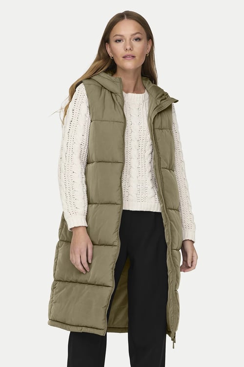 Onlalina Kapitoneli Regular Fit Uzun Kadın Yelek 15241995 YEŞİL