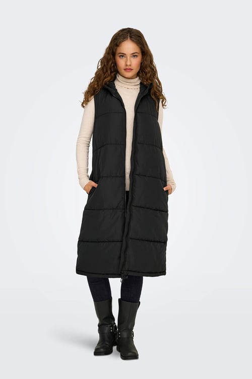 Onlalina Kapitoneli Regular Fit Uzun Kadın Yelek 15241995 SİYAH
