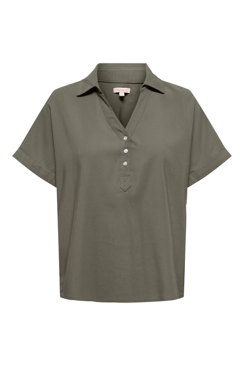 Onlaris Loose Fit Klasik Yaka Düğmeli Kadın Bluz 15364279 Olive