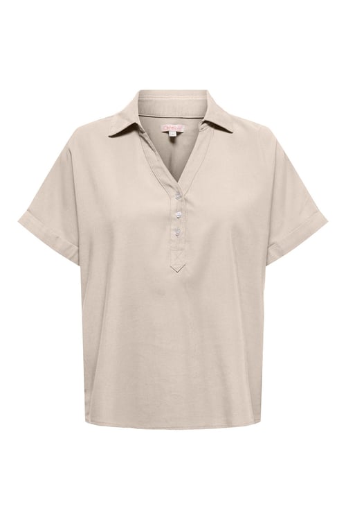 Onlaris Loose Fit Klasik Yaka Düğmeli Kadın Bluz 15364279 TAŞ