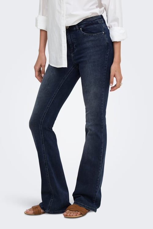 Onlblush Pamuklu Bol Paça Jeans Kadın Kot Pantolon 15233833 KOYU LACIVERT