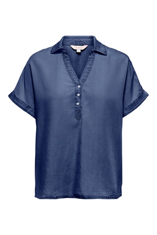 Onlcharis Loose Fit Klasik Yaka Düğme Detaylı Kadın Bluz 15363976 LACİVERT