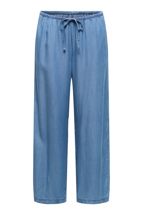 Onlcharis Regular Fit Belden Bağlamalı Bol Paça Kadın Pantolon 15363959 MAVİ