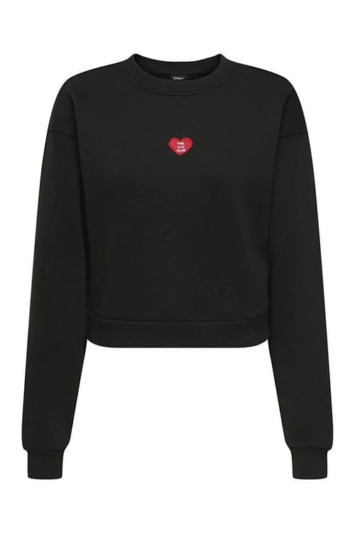 Onlevisa Pamuklu Regular Fit Bisiklet Yaka Kadın Sweat 15358296 SİYAH