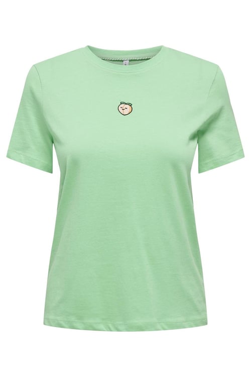 Onlfoodie Pamuklu Regular Fit Bisiklet Yaka Kadın T Shirt 15316728 YEŞİL