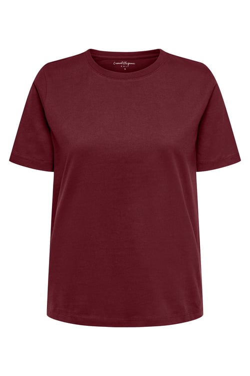 Onlfreja Pamuklu Regular Fit Yuvarlak Yaka Kadın T Shirt 15367970 BORDO