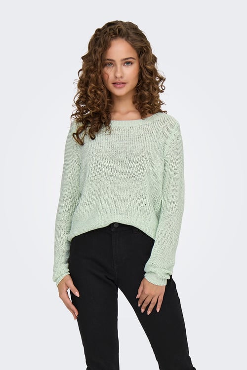 Onlgeena Regular Fit Bisiklet Yaka Örme Kadın Kazak 15113356A FISTIK YEŞİL