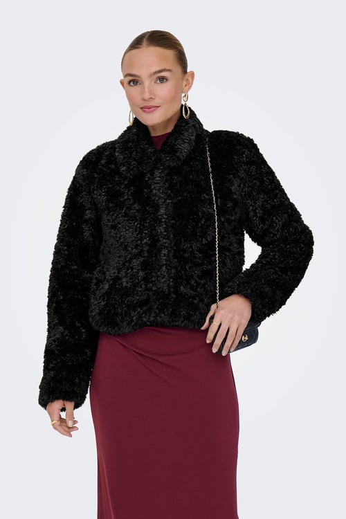 Onlginny Regular Fit Yumuşak Tüylü Kadın Mont 15352795 SİYAH