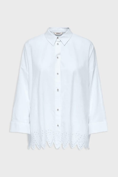 Onlgraces % 100 Pamuklu Relaxed Fit Uzun Kollu Kadın Gömlek 15343165 BEYAZ