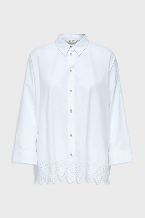 Onlgraces % 100 Pamuklu Relaxed Fit Uzun Kollu Kadın Gömlek 15343165 BEYAZ