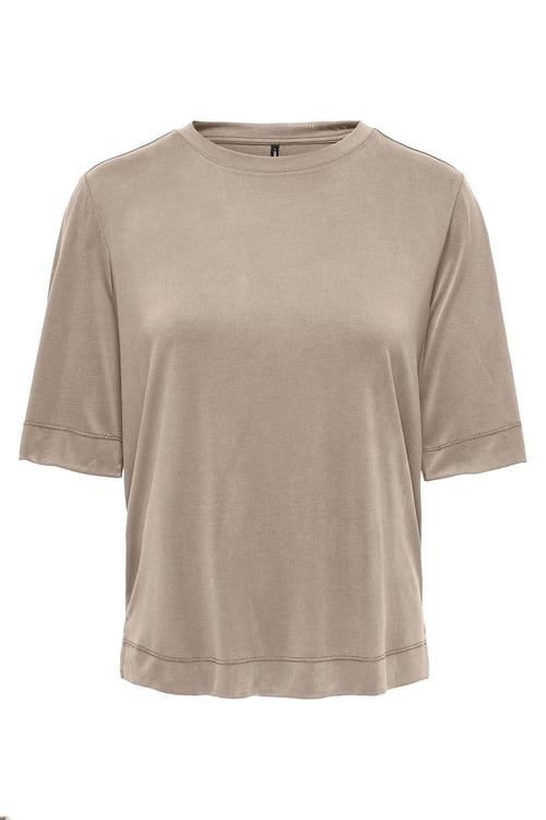 Onlhannah Relaxed Fit Bisiklet Yaka Kadın T Shirt 15348760 BEJ