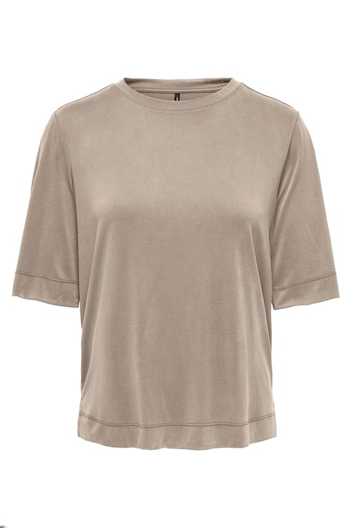 Onlhannah Relaxed Fit Bisiklet Yaka Kadın T Shirt 15348760 BEJ