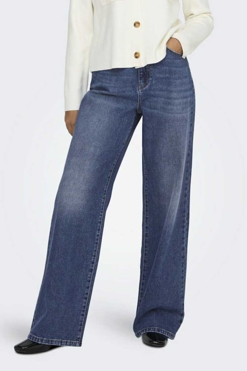 Onlhope Pamuklu Wide Leg Fit Yüksek Bel Jeans Kadın Kot Pantolon 15264080 MAVİ