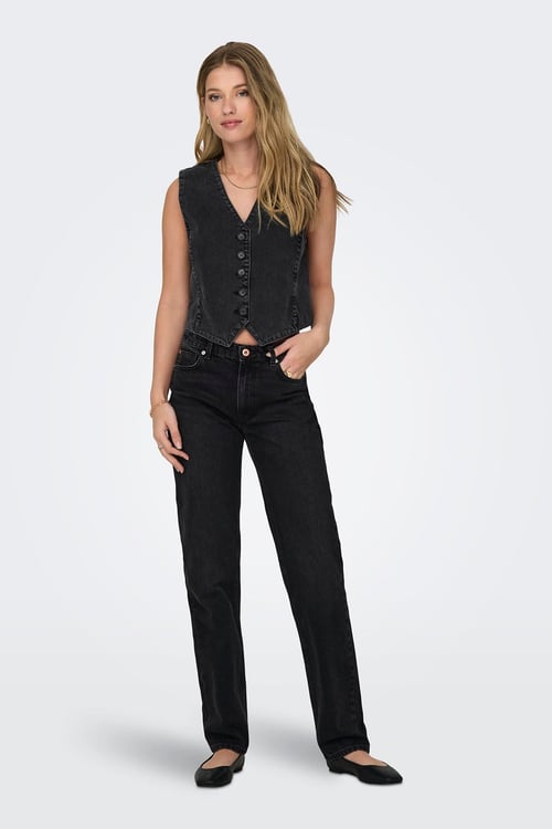 Onljacı Regular Fit Boru Paça Jeans Kadın Kot Pantolon 15301779 SİYAH