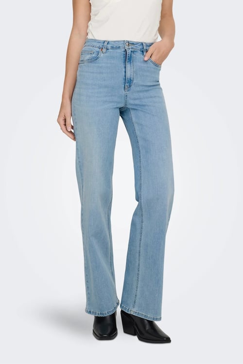 Onljuicy Relaxed Fit Yüksek Bel Bol Paça Jeans Kadın Kot Pantolon 15370601 AÇIK MAVİ