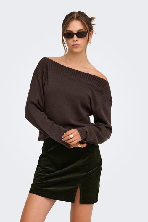Onlkatia Regular Fit Kayık Yaka Kadın Kazak 15374823 KAHVE