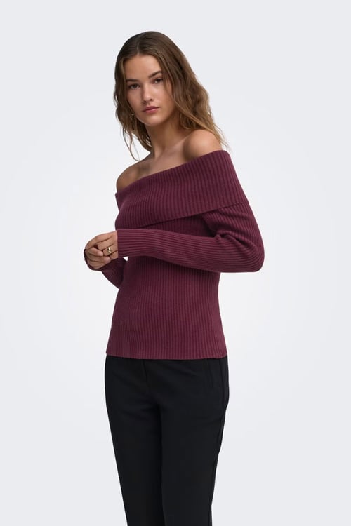 Onlkatia Regular Fit Madonna Yaka Kadın Kazak 15311830 BORDO