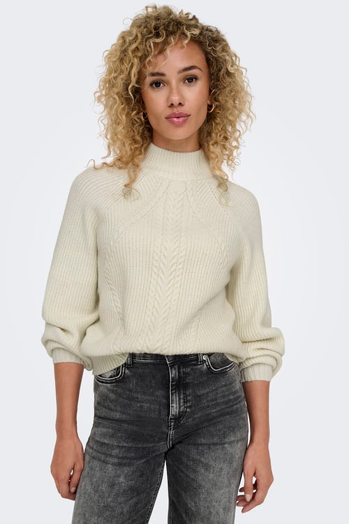 Onlkatia Regular Fit Yarım Balıkçı Yaka Örme Kadın Kazak 15324678 KREM