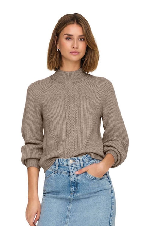 Onlkatia Regular Fit Yarım Balıkçı Yaka Örme Kadın Kazak 15324678 AÇIK KAHVE