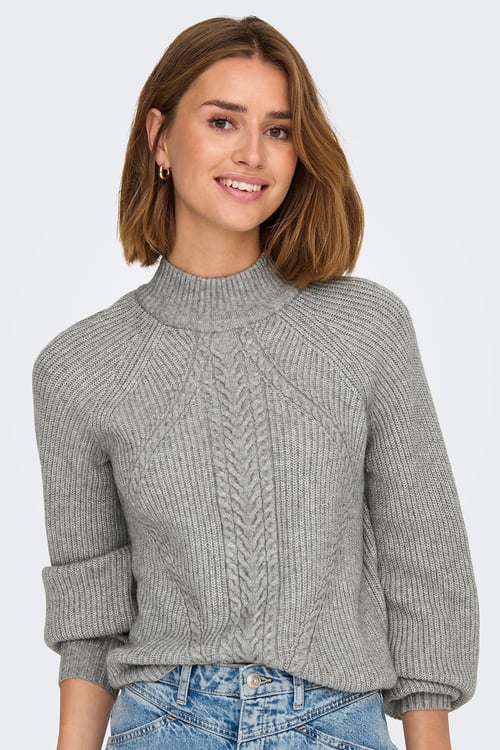 Onlkatia Regular Fit Yarım Balıkçı Yaka Örme Kadın Kazak 15324678 GRİ