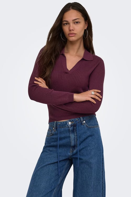 Onlkaya Regular Fit Kadın Polo Yaka T Shirt 15344841 BORDO