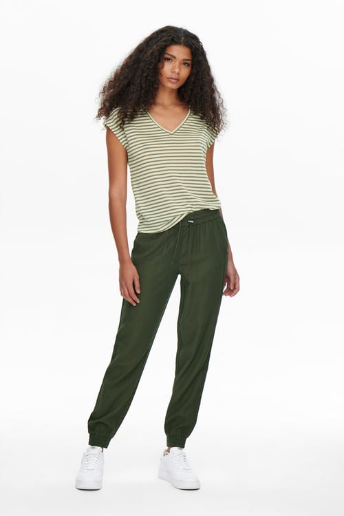 Onlkelda Regular Fit Normal Bel Lastikli Paça Cepli Jogger Kadın Pantolon 15203946 HAKİ