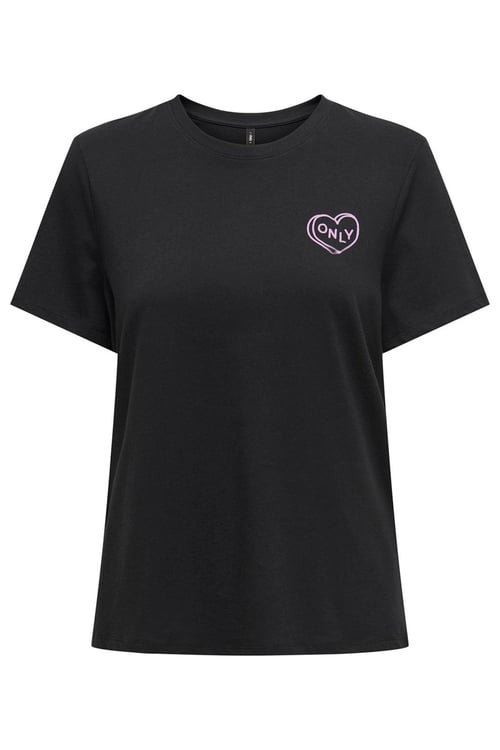 Onllotta Pamuklu Regular Fit Kadın T Shirt 15339251 Siyah-Leylak