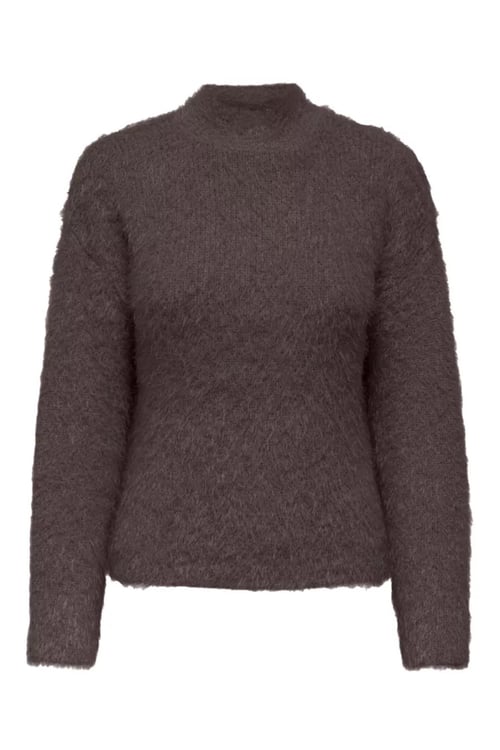 Onllulu Regular Fit Bisiklet Yaka Örme Kadın Kazak 15350651 KOYU KAHVE