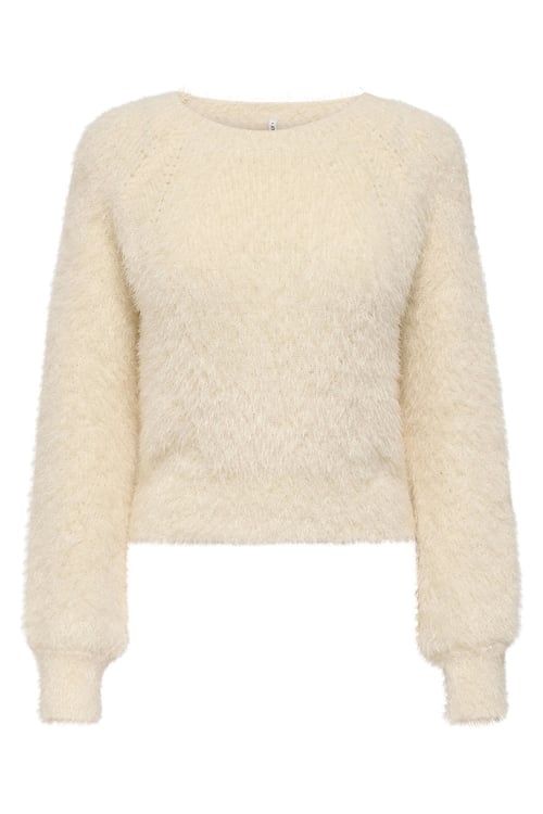 Onllulu Regular Fit Bisiklet Yaka Örme Kadın Kazak 15350651 KREM