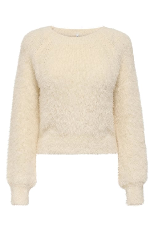 Onllulu Regular Fit Bisiklet Yaka Örme Kadın Kazak 15350651 KREM