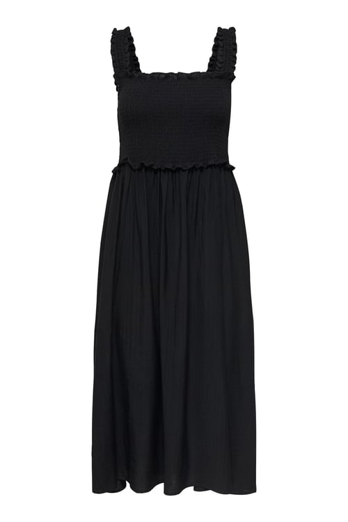 Onllumira Regular Fit Kare Yaka Askılı Maxi Kadın Elbise 15382450 SİYAH