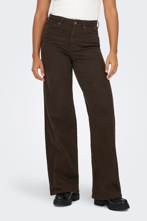 Onlmadison Pamuklu Yüksek Bel Geniş Paça Jeans Kadın Kot Pantolon 15371660 KOYU KAHVE