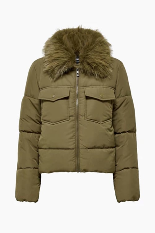 Onlmaggi Regular Fit Tüy Detaylı Klasik Yaka Kadın Mont 15322000 KOYU KAHVE