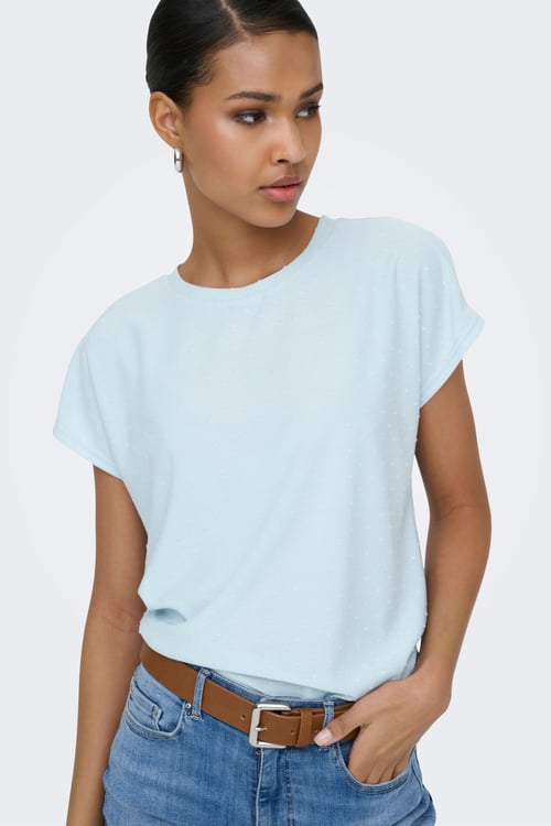 Onlmolly Relaxed Fit Bisiklet Yaka Kadın T Shirt 15368563 AÇIK MAVİ