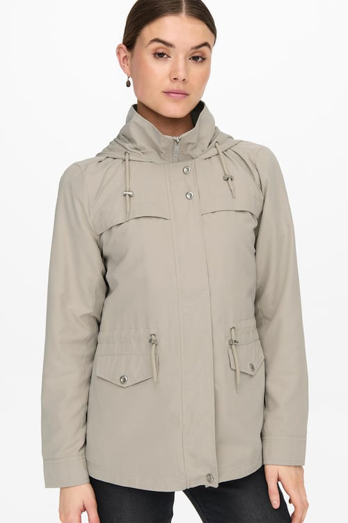 Onlnewstarline Regular Fit Kapüşonlu Cepli Mevsimlik Kadın Mont 15218612 TAŞ