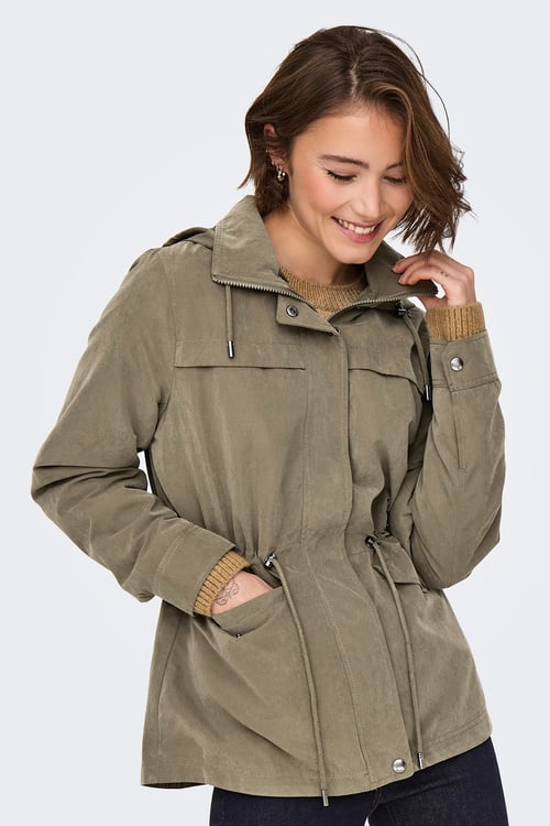 Onlnewstarline Regular Fit Kapüşonlu Cepli Mevsimlik Kadın Mont 15218612 AÇIK YEŞİL