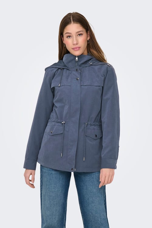 Onlnewstarline Regular Fit Kapüşonlu Cepli Mevsimlik Kadın Mont 15218612 AÇIK İNDİGO