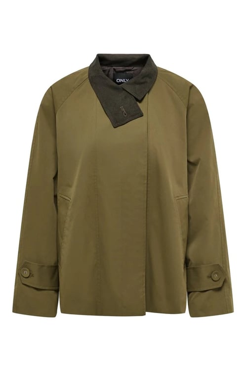 Onlorchid Dik Yaka Fermuarlı Kadın Mont 15373732 Olive