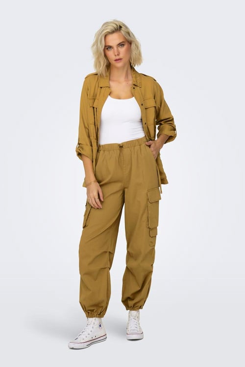 Onlpamala Pamuklu Relaxed Fit Kargo Kadın Pantolon 15308795 HARDAL