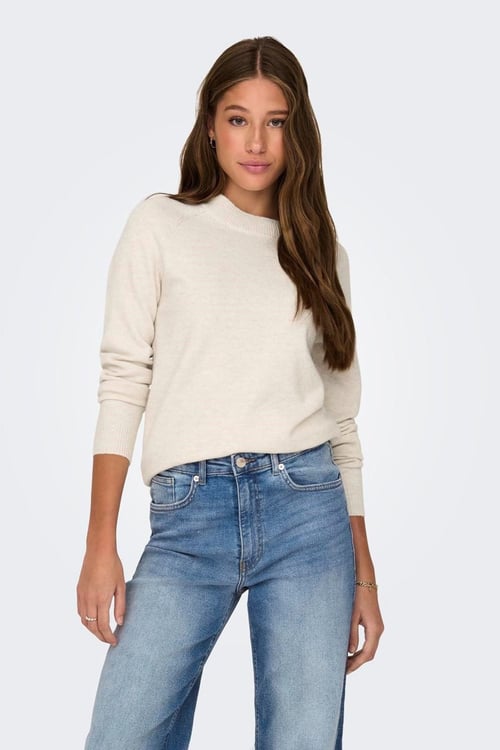 Onlrica Regular Fit Bisiklet Yaka Kadın Kazak 15204279 KREM