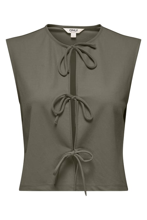 Onlsakura Regular Fit Yuvarlak Yaka Bağlama Detaylı Kadın Yelek 15366877 Olive