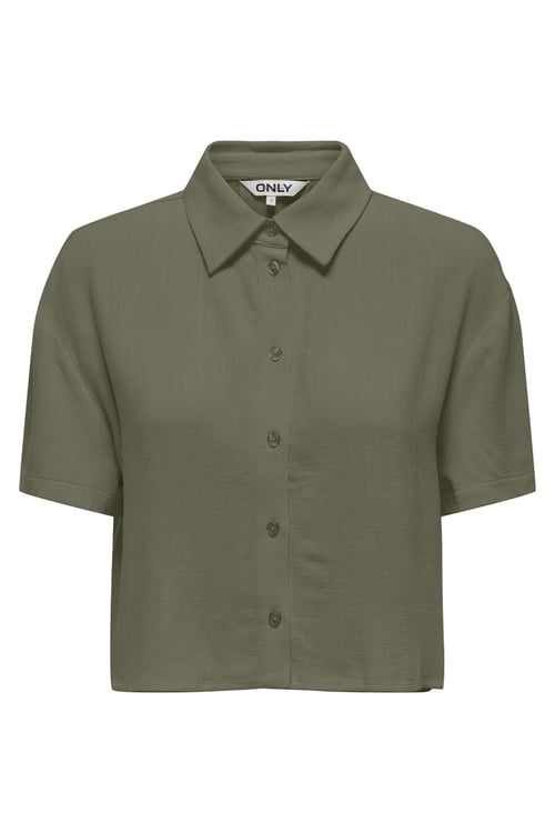 Onlsiesta Kısa Kollu Regular Fit Keten Kadın Gömlek 15322267 HAKİ