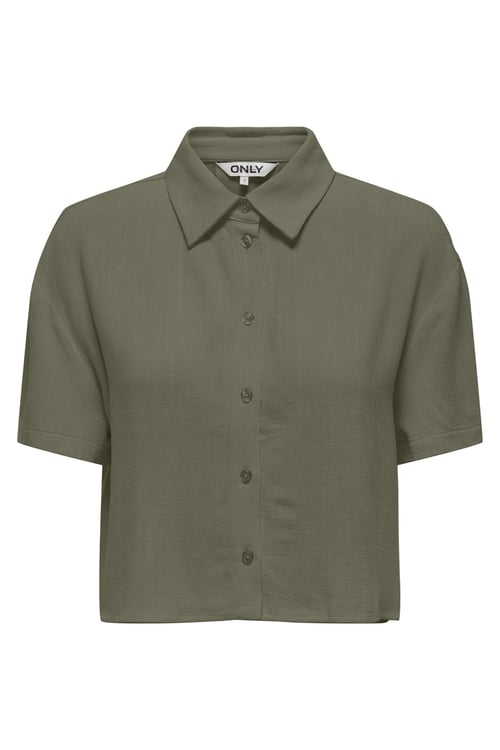 Onlsiesta Kısa Kollu Regular Fit Keten Kadın Gömlek 15322267 HAKİ