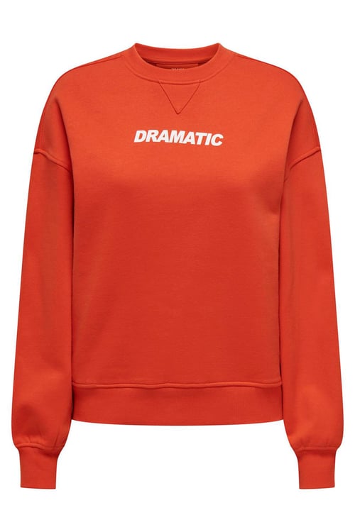 Onlsofia Baskılı Streç Pamuklu Regular Fit Bisiklet Yaka Kadın Sweat 15329876 ORANGE