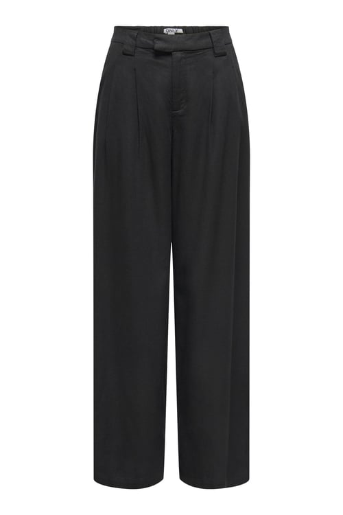 Onlsvea Keten Karışımlı Regular Fit Orta Bel Kadın Pantolon 15364120 SİYAH