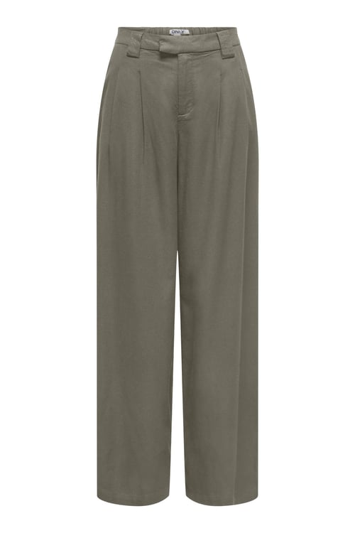 Onlsvea Keten Karışımlı Regular Fit Orta Bel Kadın Pantolon 15364120 Olive